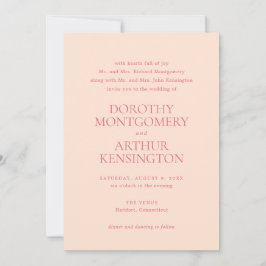 Invitación Moderna Boda Elegante de Peach