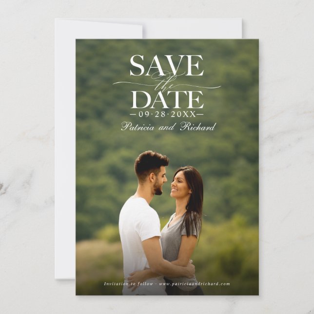 Invitación Moderna Boda Elegante Guardar La Foto De La Fecha (Anverso)