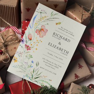 Invitación Moderna Boda Elegante Minimal de Flor Silvestre
