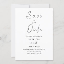 Invitación Moderna Boda Elegante Salva La Fecha No Foto Inv