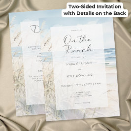Invitación Moderna boda en la playa frente al mar a dos caras