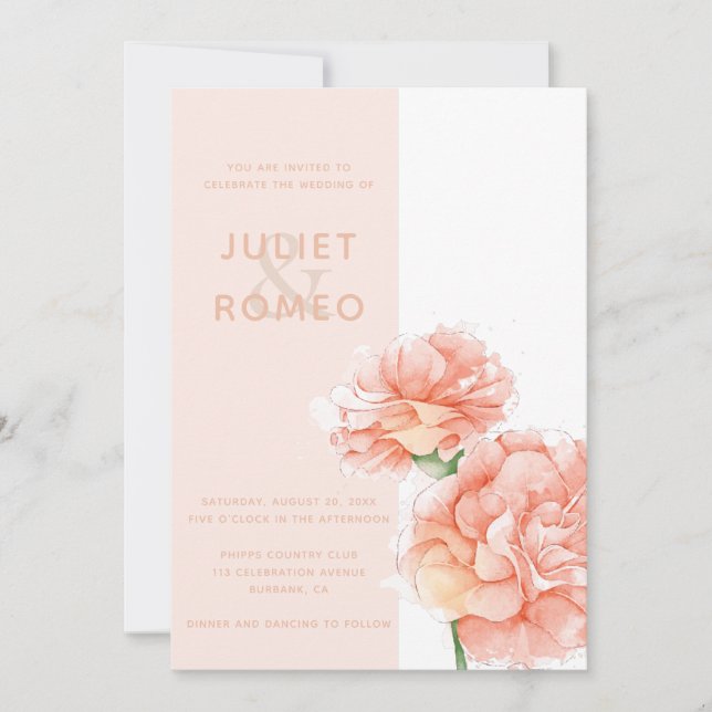 Invitación Moderna Boda Floral Elegante (Anverso)