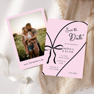 Invitación Moderna Boda Fotográfica De Corazón Rosado Salva L