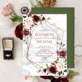 Invitación Moderna Boda Geométrica de Cobre Borgoña Elegante