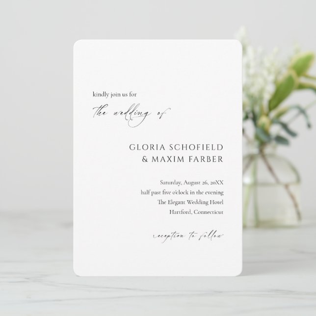 Invitación Moderna Boda Mínima Elegante Formal (Anverso de pie)