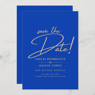 Invitación Moderna Boda Monocromática Real Azul INVITE