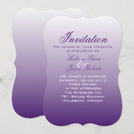 Invitación moderna boda romántica de verano con ombre lila pú