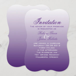 Invitación moderna boda romántica de verano con ombre lila pú