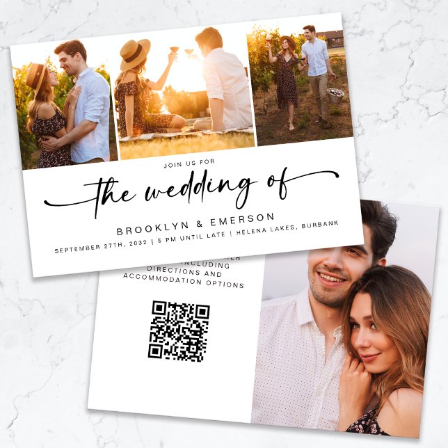 Invitación Moderna Boda RSVP de cuatro fotos de código QR (Subido por el creador)