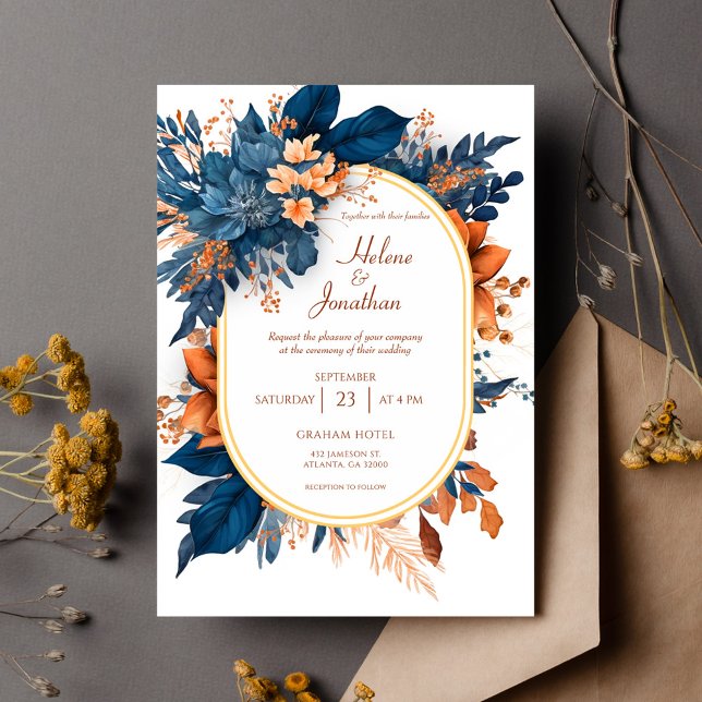 Invitación Moderna Boda Rústica Floral Elegante (Modern Rustic Floral Elegant Wedding Invitation)
