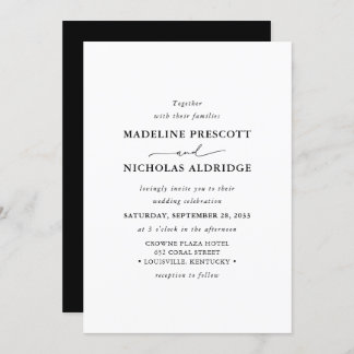 Invitación Moderna Boda Sencilla Elegante En Blanco Y Negro