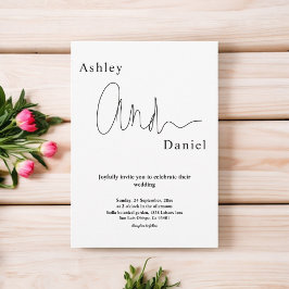 Invitación Moderna Boda Sencilla En Blanco Y Negro Elegante