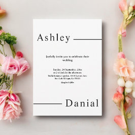 Invitación Moderna Boda Sencilla En Blanco Y Negro Elegante