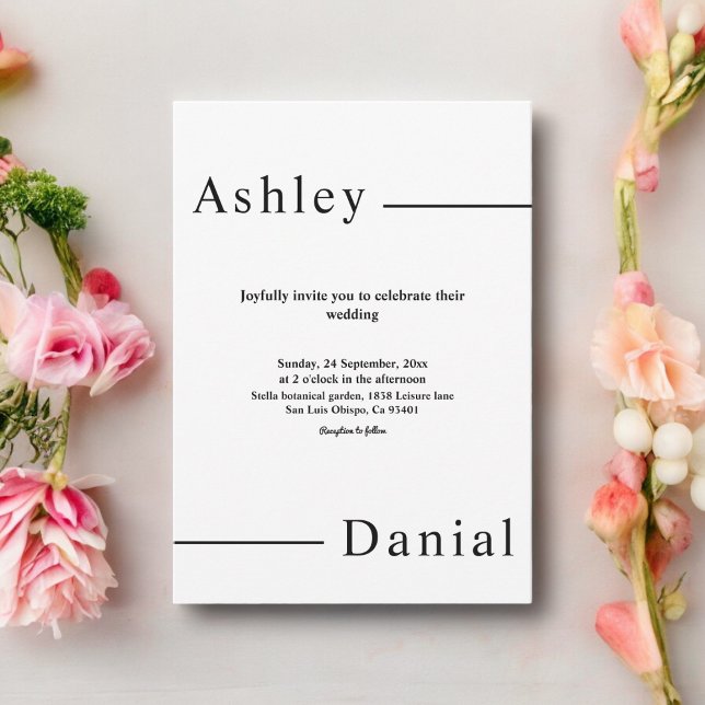 Invitación Moderna Boda Sencilla En Blanco Y Negro Elegante (Subido por el creador)