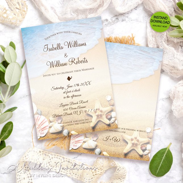 Invitación Moderna Boda Tropical Beach Starfish (Subido por el creador)