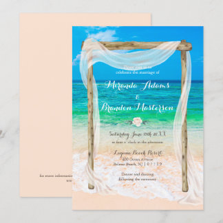 Invitación Moderna Boda Tropical Blue Beach