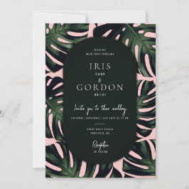Invitación Moderna boda tropical de destino verde esmeralda