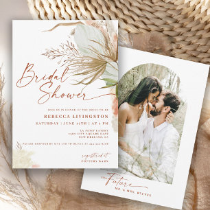 Invitación moderna boho con escritura de caligrafí