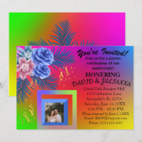 Invitación Moderna Boho Floral Gradiente Colorida