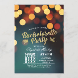 Invitación Moderna Bokeh de Oro Verde azulada ilumina la fies