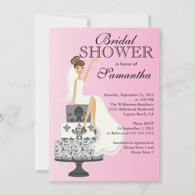 Invitación Moderna Brunette Bride Bridal Shower (Anverso)