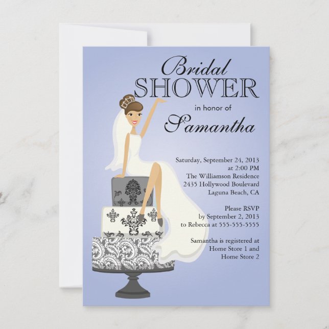 Invitación Moderna    BrunetteBride Bridal Shower (Anverso)