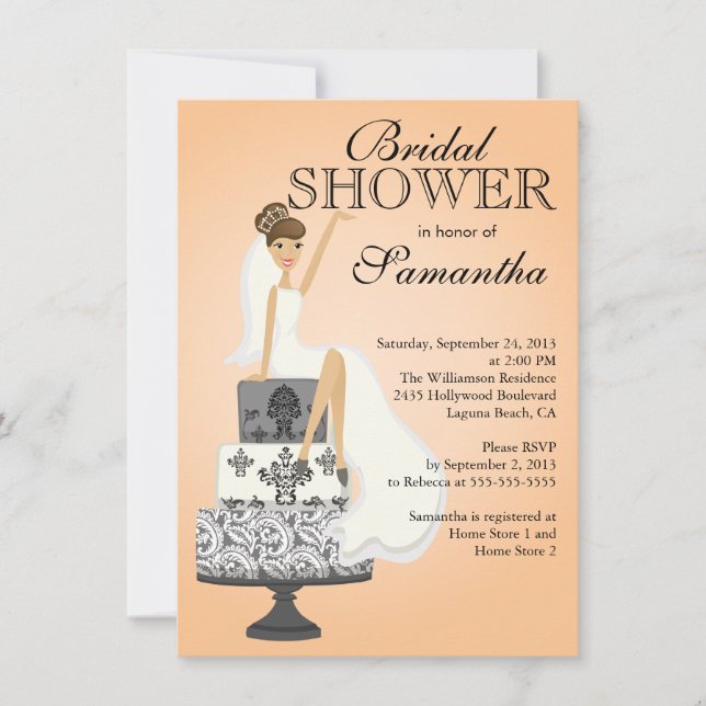 Invitación Moderna    BrunetteBride Bridal Shower (Anverso)