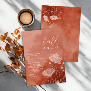 Invitación Moderna caída de Terracota en enamorada ducha de n