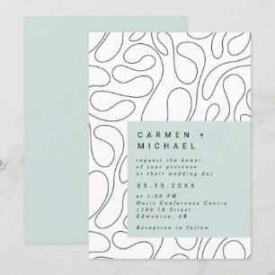 Invitación Moderna caja de fondo de Swirls verde contemporáne