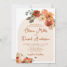 Invitación Moderna Calabaza de otoño de Boho Terracotta Fall 