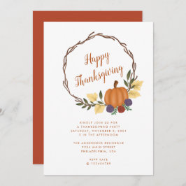 Invitación Moderna Calabaza de Otoño Fiesta de Acción de Grac