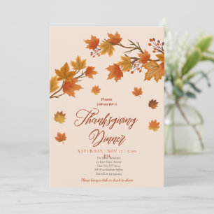 Invitación Moderna Calabaza Floral Día de Acción de Gracias C