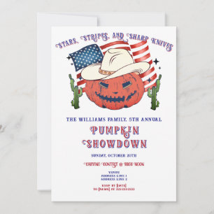 Invitación Moderna Calabaza Patriótica Mostrando Halloween