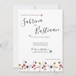 Invitación Moderna caligrafía acuarela Boda de flores silvest