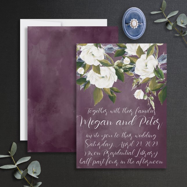 Invitación Moderna caligrafía Bella Artes Plum Boda púrpura (Subido por el creador)