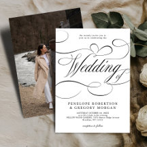 Moderna caligrafía boda blanco negro atemporal