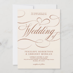 Invitación Moderna caligrafía Boda de terracota intemporal