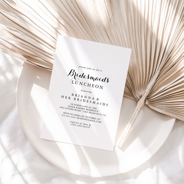 Invitación Moderna caligrafía Bridesmaids Ducha luncheon (Subido por el creador)