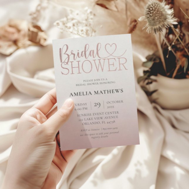 Invitación Moderna caligrafía de oro Rosa ducha de novia (Subido por el creador)