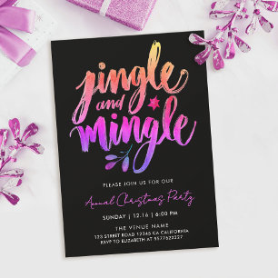 Invitación Moderna caligrafía de pincel de tinte negro y rosa