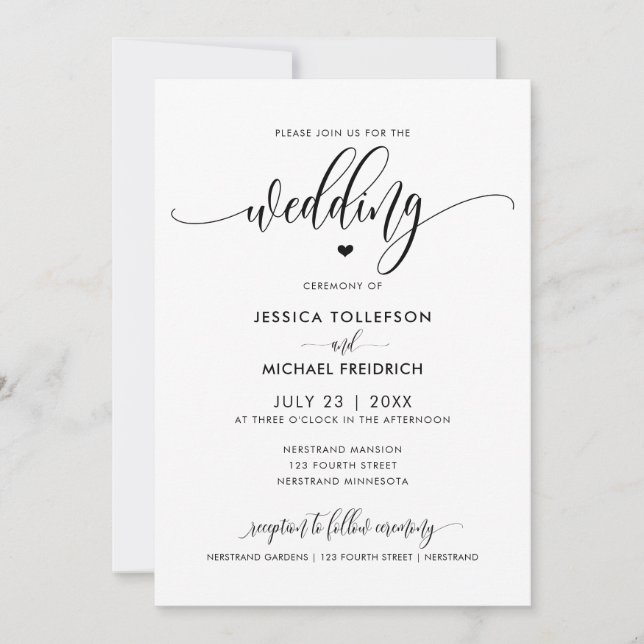 Invitación Moderna caligrafía de tipografía Boda divertida (Anverso)