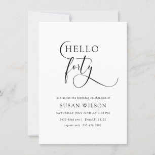 Invitación Moderna caligrafía elegante 40 cumpleaños