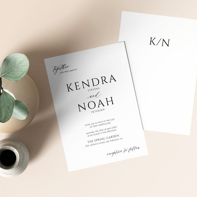 Invitación Moderna caligrafía elegante boda blanco y negro (Subido por el creador)