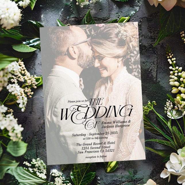 Invitación Moderna caligrafía elegante Boda de fotografía bla (Subido por el creador)