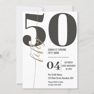 Invitación Moderna caligrafía elegante CINCUENTA 50 cumpleaño