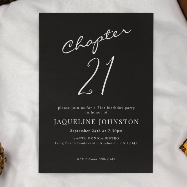 Invitación Moderna caligrafía elegante cumpleaños 21 (Subido por el creador)