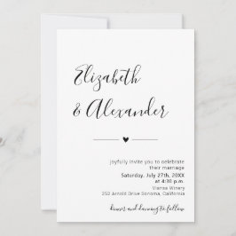 Invitación Moderna caligrafía elegante guión Boda del corazón