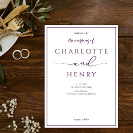 Invitación Moderna caligrafía elegante guión Boda púrpura