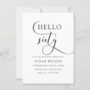 Invitación Moderna caligrafía elegante Hola 60 cumpleaños