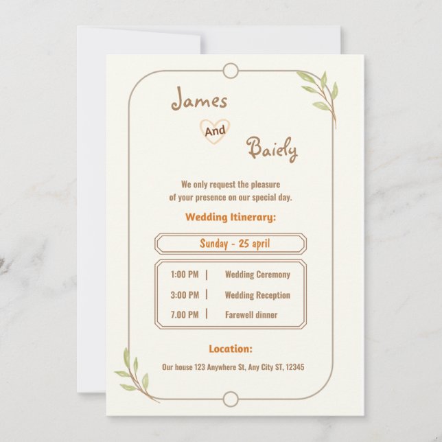 Invitación Moderna caligrafía elegante simple Boda (Anverso)